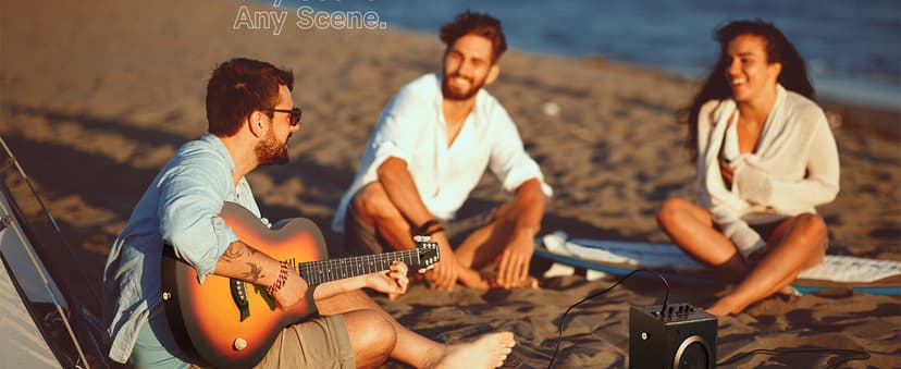 Moukey BCC-100 Acoustic Electric Guitar 39-Inch, Cutaway Guitar with Passive Pickup, Gig Bag, Strap, Picks, Tuner, and Capo, Dual Acoustic&Electric Modes, Sunburst