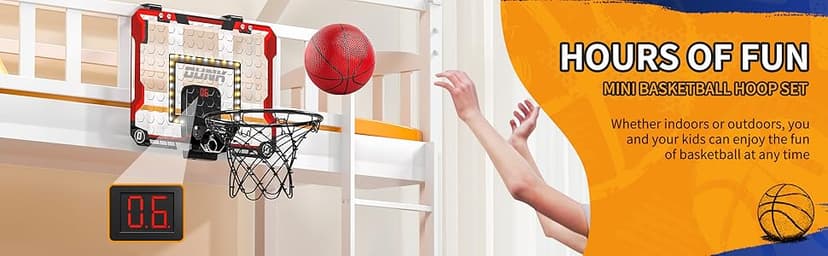 TEMI Indoor Basketball Hoop for Kids, Door Room Basketball Hoop,Mini Basketball Hoop with 4 Balls, Basketball Toys for 3 4 5 6 7 8 9 10 11 12 Year Old Boys