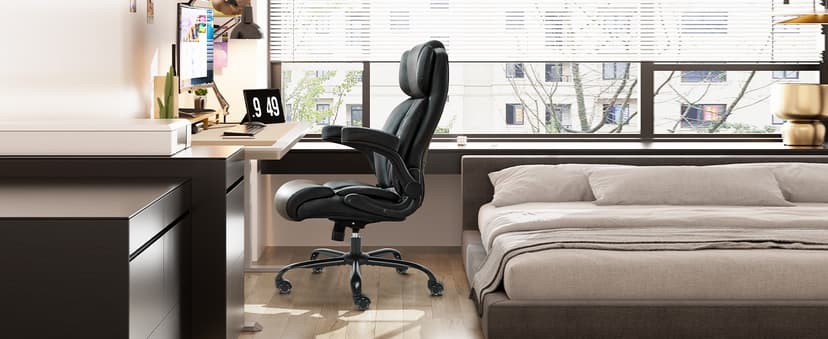 500lbs Big and Tall Office Chair Adjustable Lumbar Support for Back Pain, Extra Wide Seat Executive Office Chair Thick Armrest Pad, Heavy Duty Base&Upgraded Wheels, Ergonomic Comfy Computer Desk Chair
