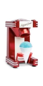 Nostalgia Snow Cone Machine With 1 Reusable Plastic Cup & Dual Ice Molds– Retro Table-Top Shaved Ice Maker with Stainless Steel Blades for Fluffy Ice- Slushie Machine for Fun Gatherings- White & Green
