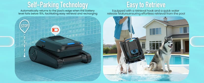 (2026 Upgraded) Robotic Pool Cleaner, Cordless Pool Vacuum for Inground & Above Ground Pools, 120-Min Battery Life, 5000 GPH Suction, Cleans Floor/Wall/Waterline, for Up to 1800 Sq.Ft Pool,Deep Black.