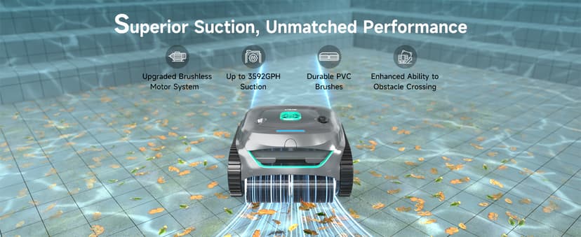 WYBOT C2 Cordless Robotic Pool Cleaner, Dual Filtration, Pool Vacumm Robot for Wall & Waterline Cleaning, Up to 180 Mins Runtime & Scheduling, Smart Navigation, for Inground/Above-Ground Pools