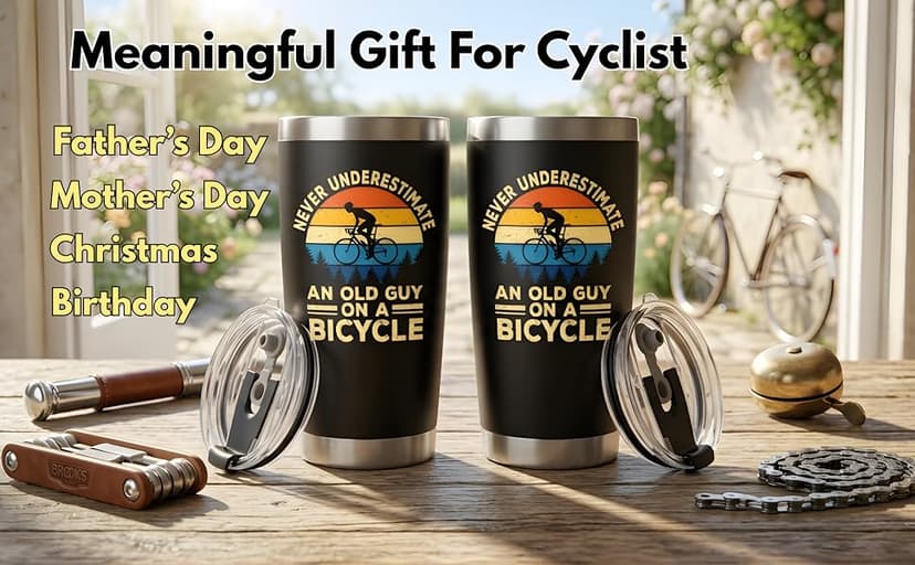 Gifts for Bikers - Cycling Tumbler 20oz - Cool Gifts for Cyclists Riders Triathlete Bicycle Lover, Fathers Day Mother Days Christmas Birthday Cycling Mug Bicycle Coffee Cup B0GSPZFS4R
