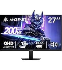 Amzfast 24 Inch Gaming Monitor 200Hz FHD 1080p Fast IPS Computer Monitor, 110% sRGB 1ms HDR Support Adaptive Sync, Eye Care VESA Mount HDMI 2.0 | Display Port 1.4 White Monitor, AMZG24X1W