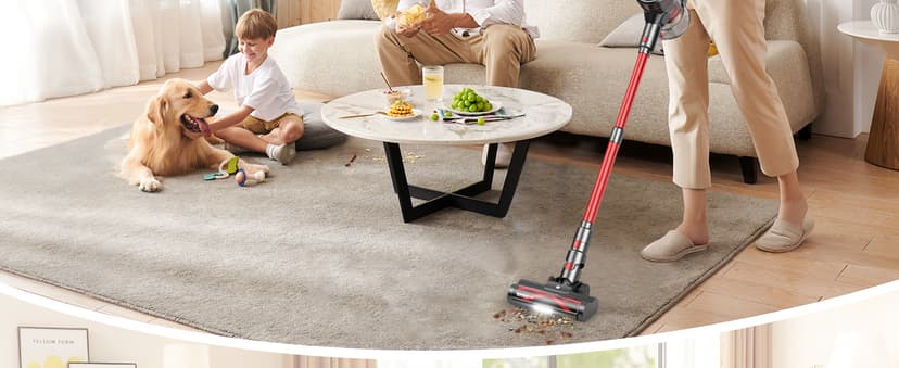 Cordless Vacuum Cleaner, Stick Vacuum with Powerful Suction, 45Mins Runtime Vacuum Cleaners for Home, Anti-tangle and 1.5L Dust Cup, 6 in 1 Lightweight Vacuum for Hardwood Floor Carpet Pet Hair
