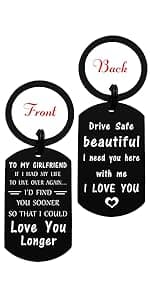 ENGZHI Love Wife Gifts, Drive Safe I Love You Keychain for Mothers Day Anniversary Valentines Christmas