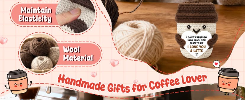 Birthday Decor Gifts for Boyfriend Husband Wife Wedding Anniversary Coffee Lover Couple Crochet Coffee Mug Decor I Love You Anniversary Women Men Her Him Gifts for Girlfriend Sweetest Day Christmas B0FX3RS85V
