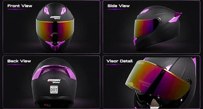 F-700 Full Face Motorcycle Helmet for Adults, DOT FMVSS 218 Certified Street Bike Helmet with Tinted Shield, Clear Replacement Visor and Removable Liner