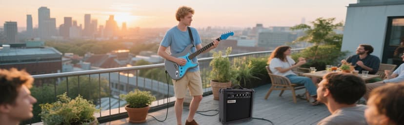 Demusea Electric Guitar Amplifier 20w Guitar Amp Practice Small Portable Travel Mini with Headphone Jack Aux Distortion Gain Treble Bass Volume Jack with 3 Meters Cable Audio Adapter Guitar Picks