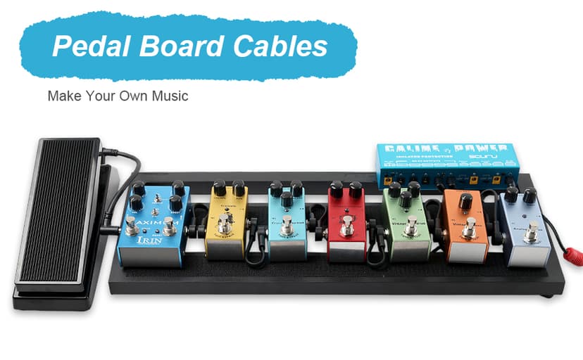 GOGHOST 3 Inch Guitar Patch Cables 6 Pack, 1/4" TS Right Angle Effect Pedal Flat Cables, Pedal Board Patch Cables, Black