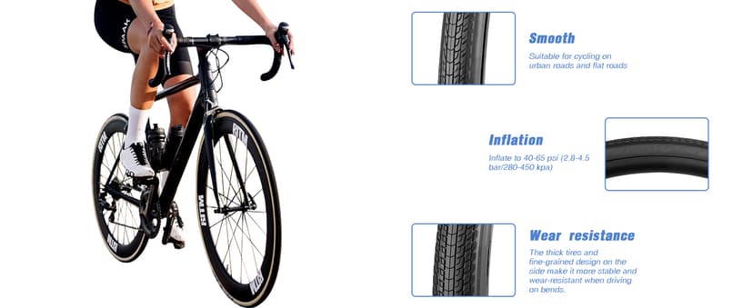 2-Pack 700x28/32/35c Road Bike Tire Set, Foldable Tires with Presta Valve FV48 Inner Tubes and Tires Lever,Suitable for Road Bikes、City Bikes、Touring Bicycle Bike