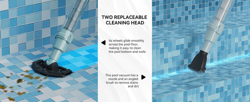 Lydsto S1 Lite Cordless Spa Hot Tub Vacuum Cleaner – 90-Min Runtime, Powerful 20W Brushless Motor, Includes 3 Aluminum Poles, Lightweight Handheld Pool Vacuum to Clean Small Debris Types, Silver