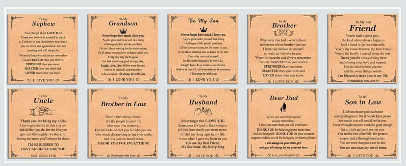 Bracelets Gifs for Friend Brother Husband Dad Brother in Law Son in Law Uncle Son Grandson Nephew, Birthday Christmas Valentines Fathers Stocking Stuffers Gifts for Men Boys Him with Sentimental Card