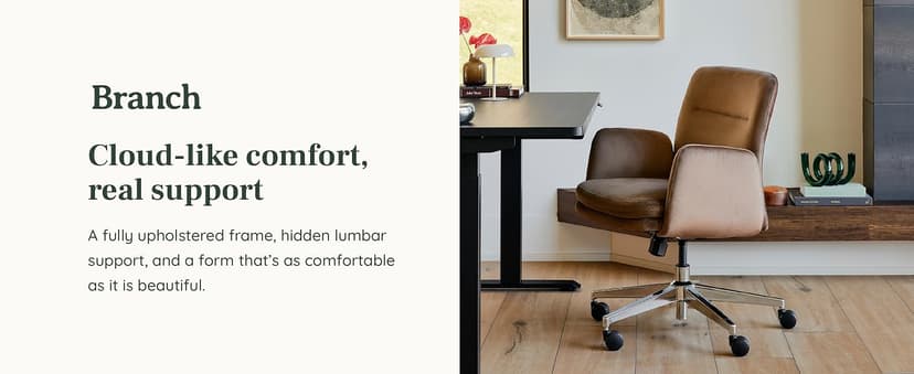 Branch Softside Mid Century Modern Office Chair, Boucle Fabric - Removable Arms with Luxury Cloud-Like Comfort - Adjustable Height - Integrated Lumbar Support - Oatmeal