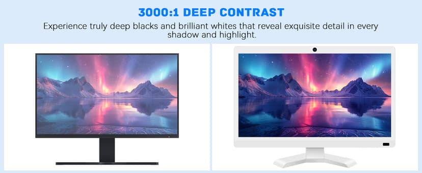 22 inch Touch Screen Monitor with Webcam FHD 1920x1080P Computer Monitor FreeSync HDR HDMI Ports Eye Care Frameless VESA Mount
