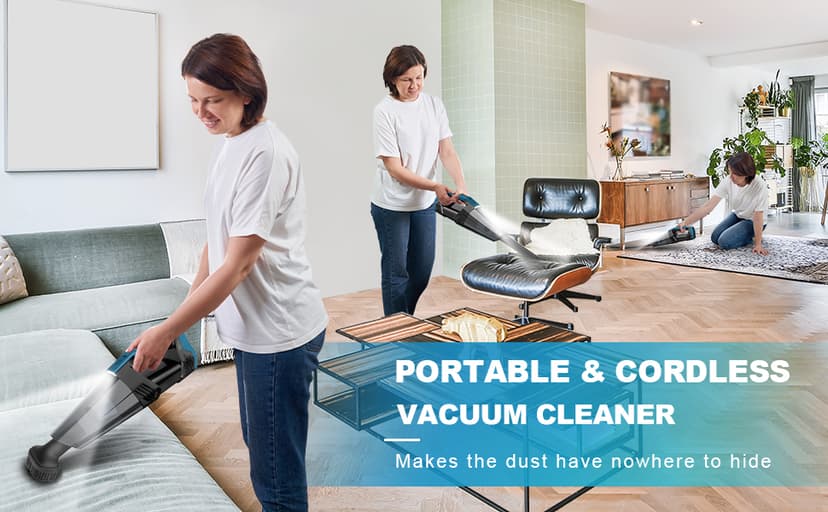 Cordless Car Vacuum Lightweight High Power Handheld Vacuum Cleaner with LED Light, Hand Vacuum for Car Home Office and Pet Hair, BlackBlue