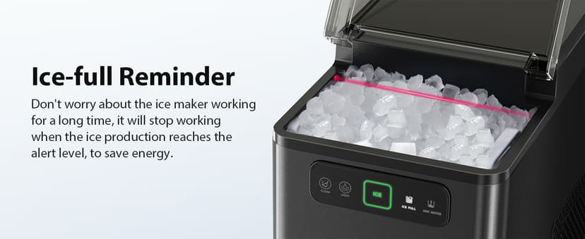 Aeitto Nugget Ice Maker 40Lbs/24H, Countertop Soft Chewable Ice Pebble Ice Machine, One-Click Operation, Auto Self-Cleaning Ice Makers with Scoop&Basket for Home, Office, Kitchen, Party (Black)