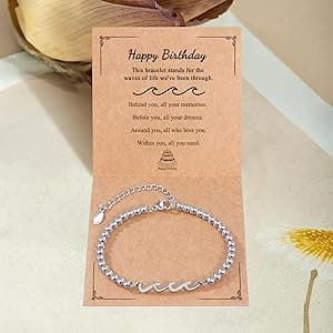 QWNHONEY Waves of Life Bracelet Inspirational Birthday Gifts for Bestie Sister 16th 18th 21st 30th 40th 50th 60th Birthday Gifts for Women