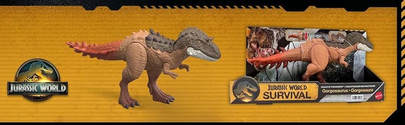Mattel Jurassic World Dinosaur Figure Toy, Gigantic Thrashers Large Stegosaurus with 2 Attack Action & Evolve Feature, Digital Play
