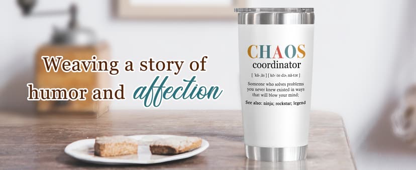 TEEZWONDER Thank You Gifts for Women - Chaos Coordinator 20 oz Stainless Steel Insulated Tumbler with Lid - Employee Appreciation Christmas Birthday Gifts for Women Coworkers Boss Teacher Nurse Friend