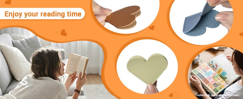 Yuoyar 30 Packs Leather Heart Bookmarks for Book Lovers, Cute Gifts (Solid Color) B0F53KXKCS