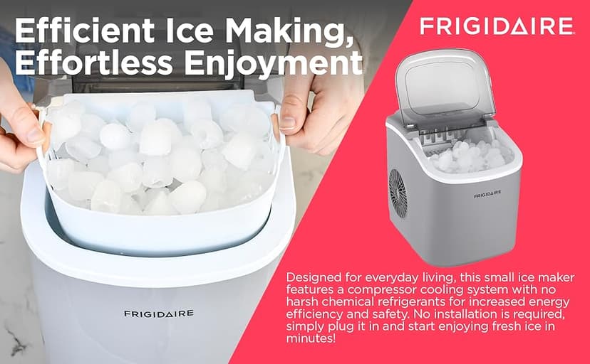 Frigidaire EFIC189-Silver Compact Ice Maker, 26 lb per Day, Silver