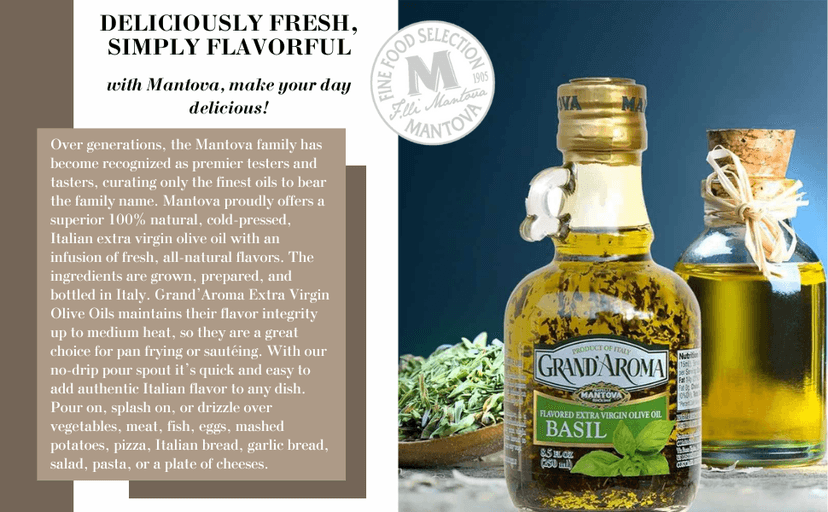 Mantova Grand’Aroma Flavored Extra Virgin Olive Oils, Variety Gift Set, made in Italy, cold-pressed, 100% natural, heart-healthy, for grilling, barbequing, smoking, and cooking, 8.5 oz B000AMXU1Y