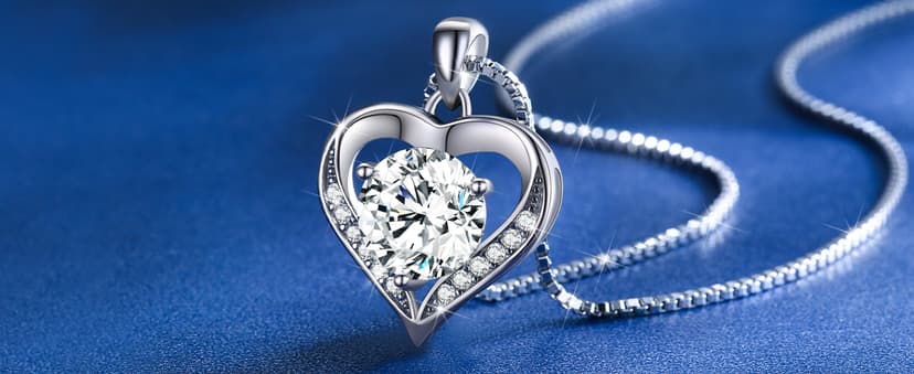 DALOJOE Moissanite Necklace for Women, 1-3 Carat Heart Necklace Engraved with 'I LOVE YOU', Birthday Gift for Wife, Anniversary Present for Wife Women, Jewelry Gifts for Christmas Valentine's Day