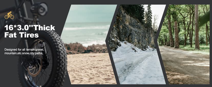 Electric Bike, 16'' Fat Tire E-Bike for Teens/Adults, 500W Small E-Bike with 36V/12.8Ah Removable Battery, Up to 22MPH, 45 Mile Range, Electric Dirt/Mountain Bike for Woman/Men A13