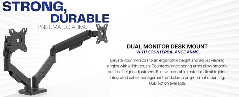 VIVO Dual Monitor Stand, Fully Adjustable Arms for 17 to 32 inch Screens, Mechanical Articulating Desk Mount, Gaming and Office Setups, VESA 75x75, 100x100, Max 19.8 lbs, Classic, Black, STAND-V002O