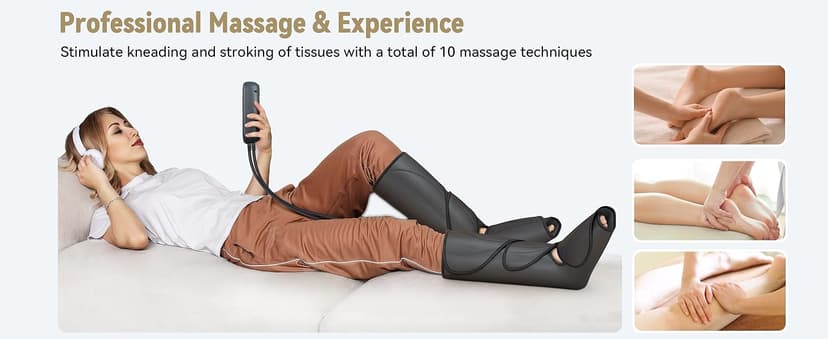 FIT KING Leg Massager for Circulation and Pain Relief, Air Compression Leg and Foot Massager to Relieve Pain Swelling Edema with 2 Size Extensions- Great Gift for Wife Mom and Friend