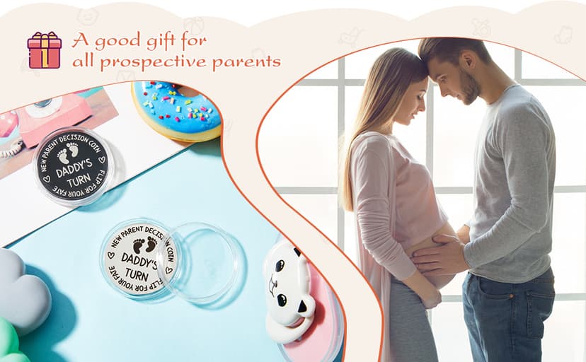 Hicarer 2 Pcs Funny Baby Gift New Parents Decision Coin New Mom Gifts Double Sided Decision Making Coin New Pregnancy Gift for First Time Mom Dad Push Present for Christmas(Silver and Black) B098QGPPJ6