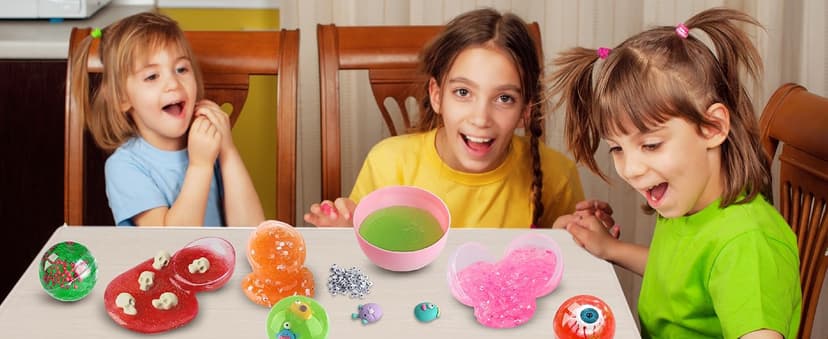 Halloween Toy Monster Slime Kit for Girls Ages 6-12, FunKidz Glow in Dark Slime Making Kit for Kids Make Soft Slime Balls with Photochromic Powder Kid Ideal Party Gifts