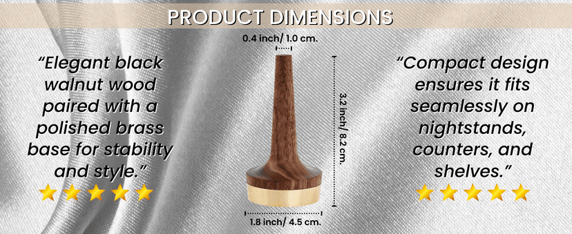 Wooden Ring Holder For Jewelry | 1 Piece | Black Walnut Wood & Brass Stand | Gift For Men & Women, Engagement, Wedding & Anniversary | Him & Her Rings Modern Display | Fits Any Band Size 00 Up