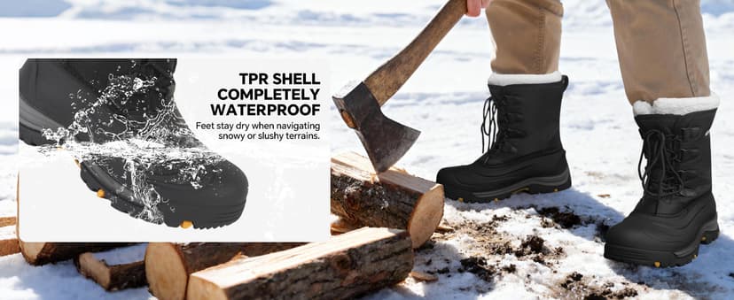 Nextpath Men's Snow Boots Winter Boots For Men Waterproof Insulated Winter Work Boots For Men 8 Inch Snow Hiking Boots