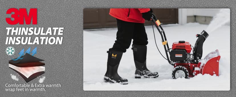 Rubber Work Boots with 800g Insulation, Puncture-Proof Steel Toe & Shank, Waterproof and Insulated 6mm Neoprene Hunting Boots for Farming, Construction, Fishing, and Manufacturing (Size 6-14)