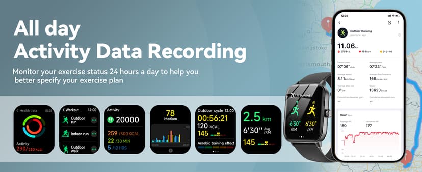 Smart Watches for Women/Men, Smart Watch for Android Phones and iPhone Compatible, Alexa Built-in, 1.8" Fitness Watches for Women, IP68 Waterproof /Bluetooth Call, Heart Rate/Sleep Monitor, Black