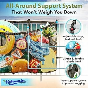 MeshTitan Heavy-Duty Pool Storage Bag - Floats & Toys Organizer with Sturdy Mesh & Anti-Sagging Support (Black)