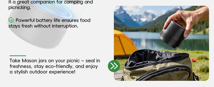 Mason Jar Vacuum Sealer Kit, Electric Sealer for Wide, Regular Mouth Mason Jars, Portable Vacuum Sealer for Jars, Birthday Gifts for Her, Gifts for Mom, Grandma