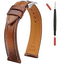 Gomvadr Italian Leather Watch Band Tuscany Natural Vegetable-Tanned Top Grain Genuine Leather Strap,18mm 19mm 20mm 21mm 22mm XL XXL Quick Release Replacement Watch Bands for Men and Women Thick and Soft