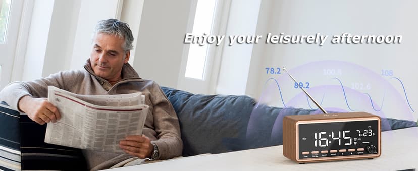 Digital Alarm Clocks Radio for Bedrooms,FM Radio & White Noise Sound Machine with Timer,Bluetooth Speaker,Dual Alarm Clock with Wireless Charging,Dimmable Big LED Display,Holiday Gifts for Men Women