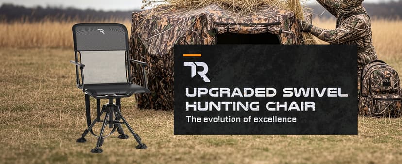 TR 360 Degree Swivel Hunting Blind Chair,400 lbs Capacity Silent,Height Adjustable Hunting Chair with Armrests,Portable Ground Hunting Seat for Deer Turkey
