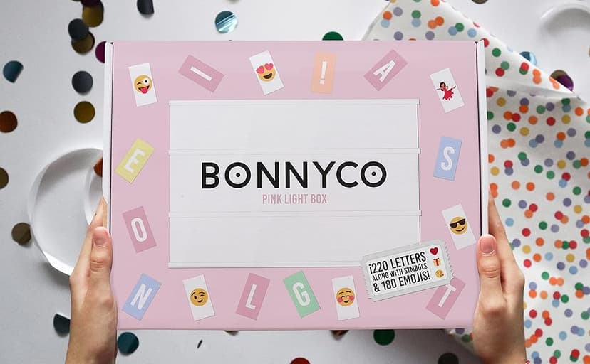 Pink Cinema Light Box with 400 Letters, Emojis, 2 Markers - BONNYCO | Led Light Box Home Office & Room Decor | Cinema Led Sign Letters Board Gifts for Women and Girls Christmas Birthdays | Pink Decor