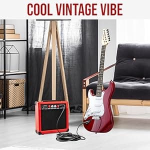 LyxPro CS 39” Left Hand Electric Guitar Kit for Beginner, Intermediate & Pro Players with Guitar, Amp Cable, 6 Picks & Learner’s Guide, Solid Wood Body, Volume/Tone Controls, 5-Way Pickup - Red