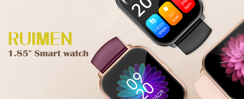 RUIMEN Smart Watches for Women Men (Answer/Make Calls, 2 Bands Included), 1.8" Smartwatch for iOS/Android Phones, Fitness Tracker Heart Rate/Sleep Monitor Digital Watch Waterproof Milky White