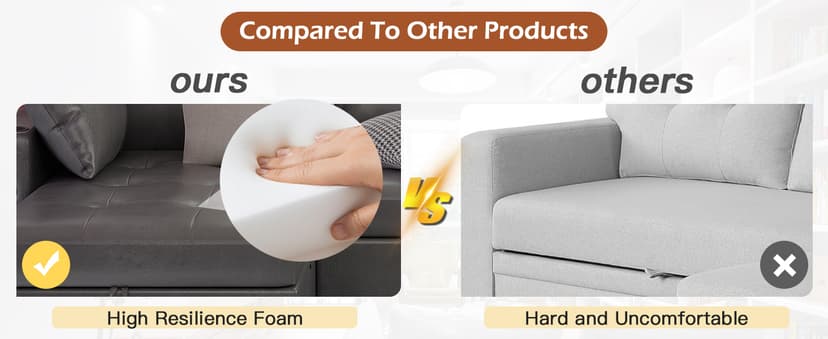 JFHID Leather Sleeper Sofa Couch with Pullout Bed, 80'' Sofa Bed with Storage Chaise, Pull Out Couch with USB&Cup Holders, L-Shaped Convertible Couches for Living Room-Faux Leather, Black