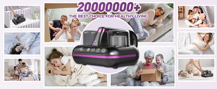 Mattress Vacuum Cleaner - 5-in-1 Cordless Bed Vacuum Cleaner, Powered by Ultrasonic Technology, 16Kpa Strong Suction,Low Noise,Suitable for Dust, Pet Hair, Etc - Grey