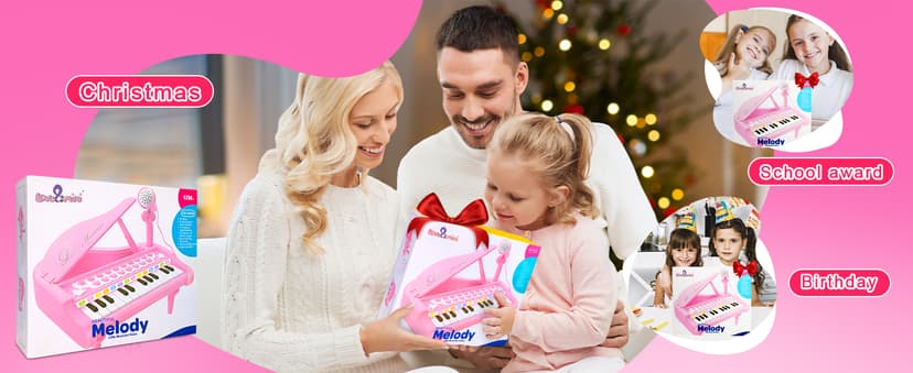 Kids Piano with 22 songs, 8 Percussion Sounds, LED lights, 4 Instrument Modes and Connect to MP3, Phone & Tablet Love&Mini Piano Toys for Girls, 24-Key with Mic, Record & Playback, Ages 3+ B08RB4H9ZN