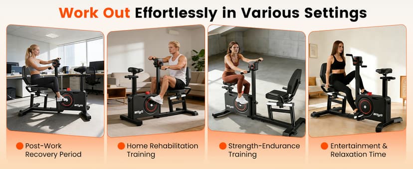 Recumbent Exercise Bike for Home, Recumbent Bikes for Seniors Gym, Quiet Recumbent Stationary Bikes for Seniors 400LBS Capacity, Adjustable Seat & Backrest, 8-Level Resistance & LCD Display