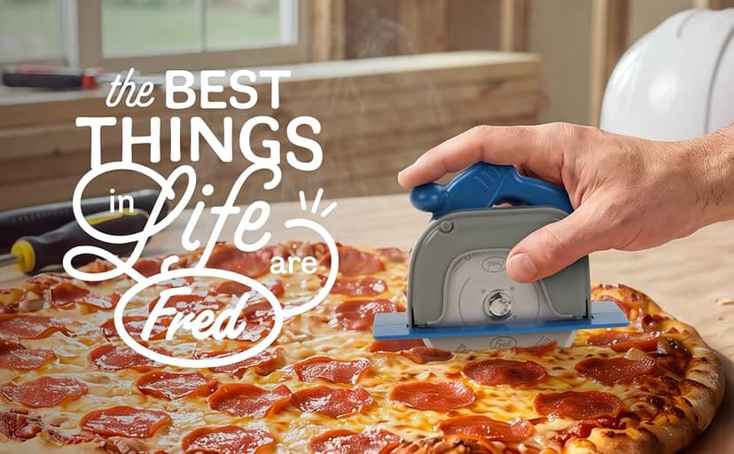 Genuine Fred PIZZA BOSS 3000, Circular Saw Stainless Steel Pizza Wheel, Great Gift for Guys and Pizza Lovers, Easy to Clean with Removable Shield - White Elephant Gift - Fun Kitchen Gadget